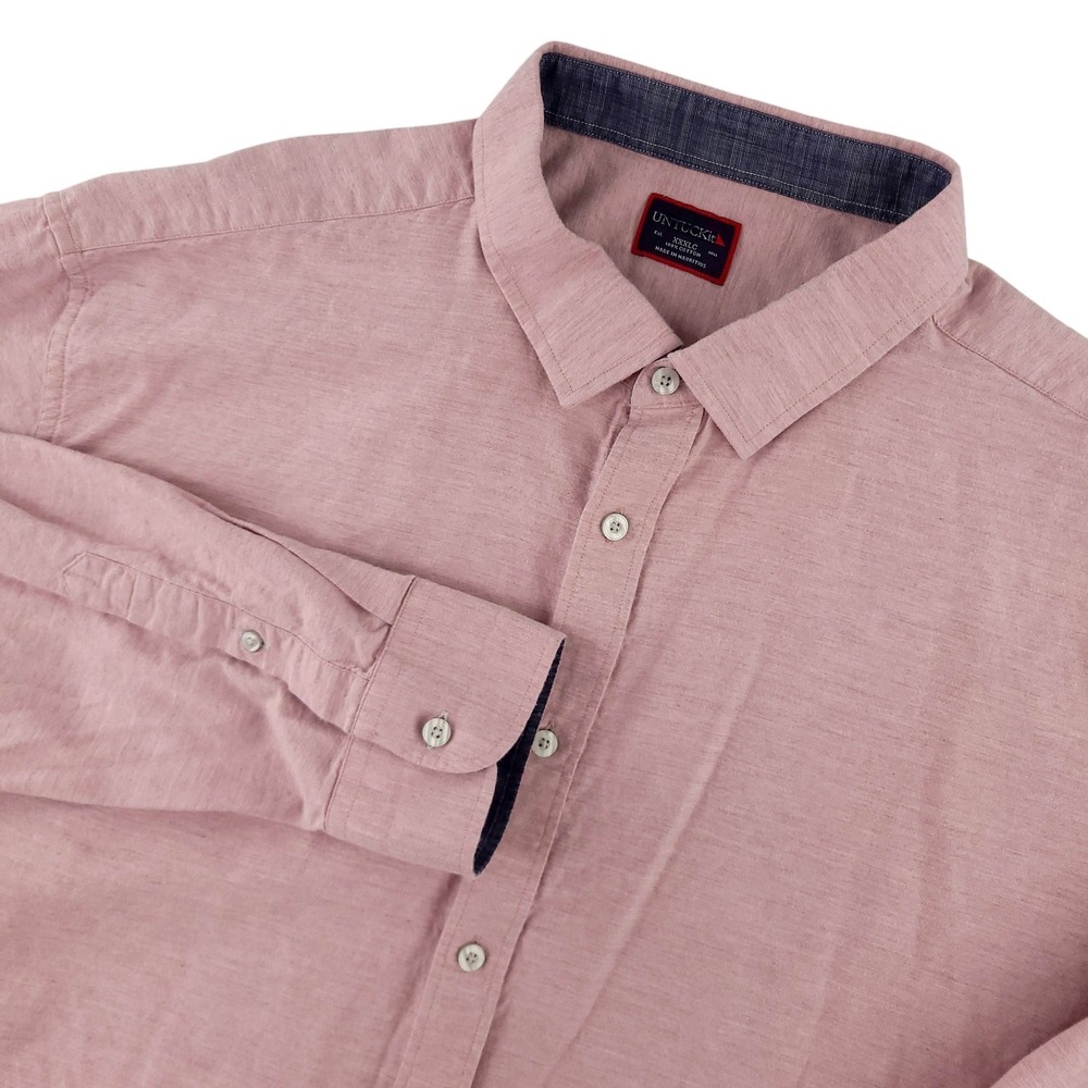 UNTUCKit Nocera Shirt Mens 3XL Pink Solid Long Sleeve Button Up Cotton Casual